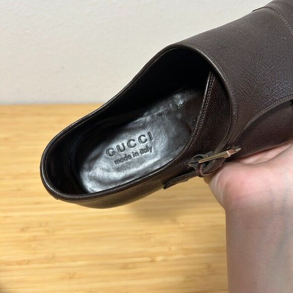 Gucci Double Monk Strap Mens Dress Shoes 9.5 Brown Pebbled Leather - Picture 12 of 15